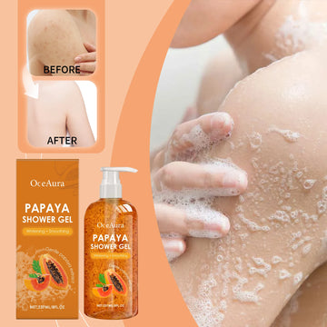 Papaya Shower Gel White Skin Smoothing Cleansing Remove Dirt Fade Pigmentation Rich Foam Lasting Aroma Hydrate Refresh Body Wash