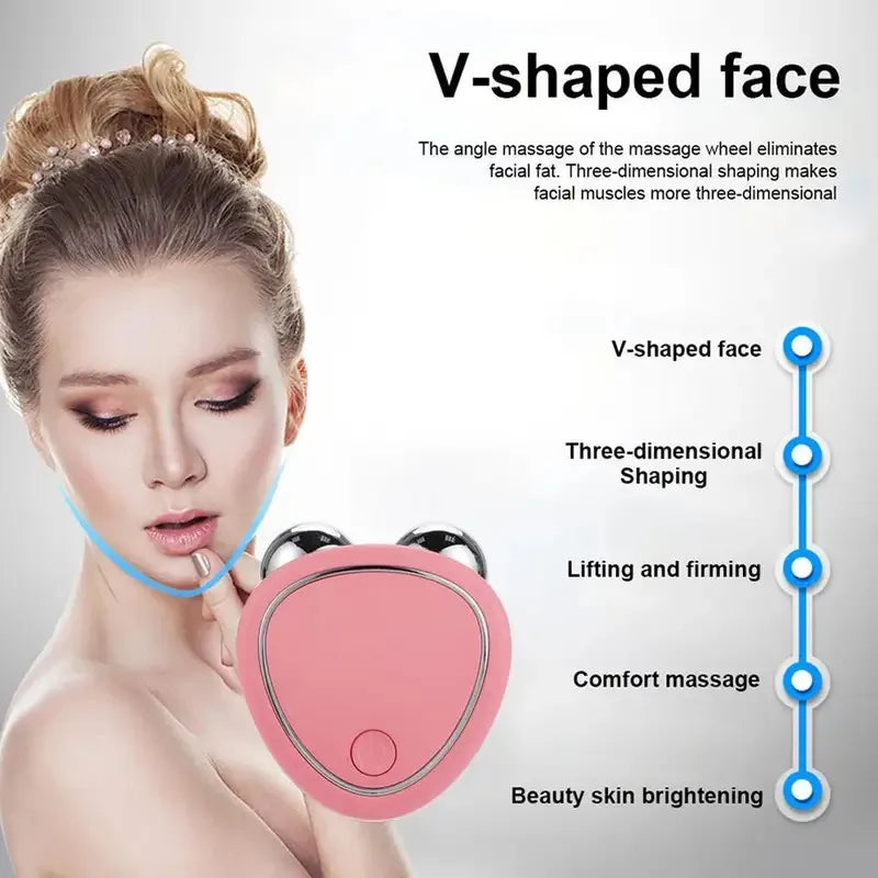 Portable Electric Face Lift Roller Massager Sonic Facial Lifting Skin Tighten Massage Double-headed Double Roller Massager