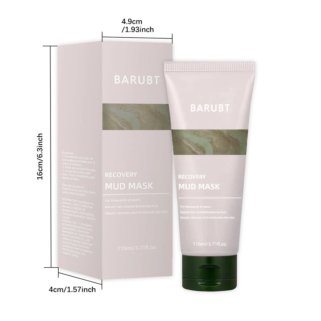 Soothing mud mask mud clay-moisturizing deep pores mild exfoliating cleansing milk face and body mask, including 91.8% natural e