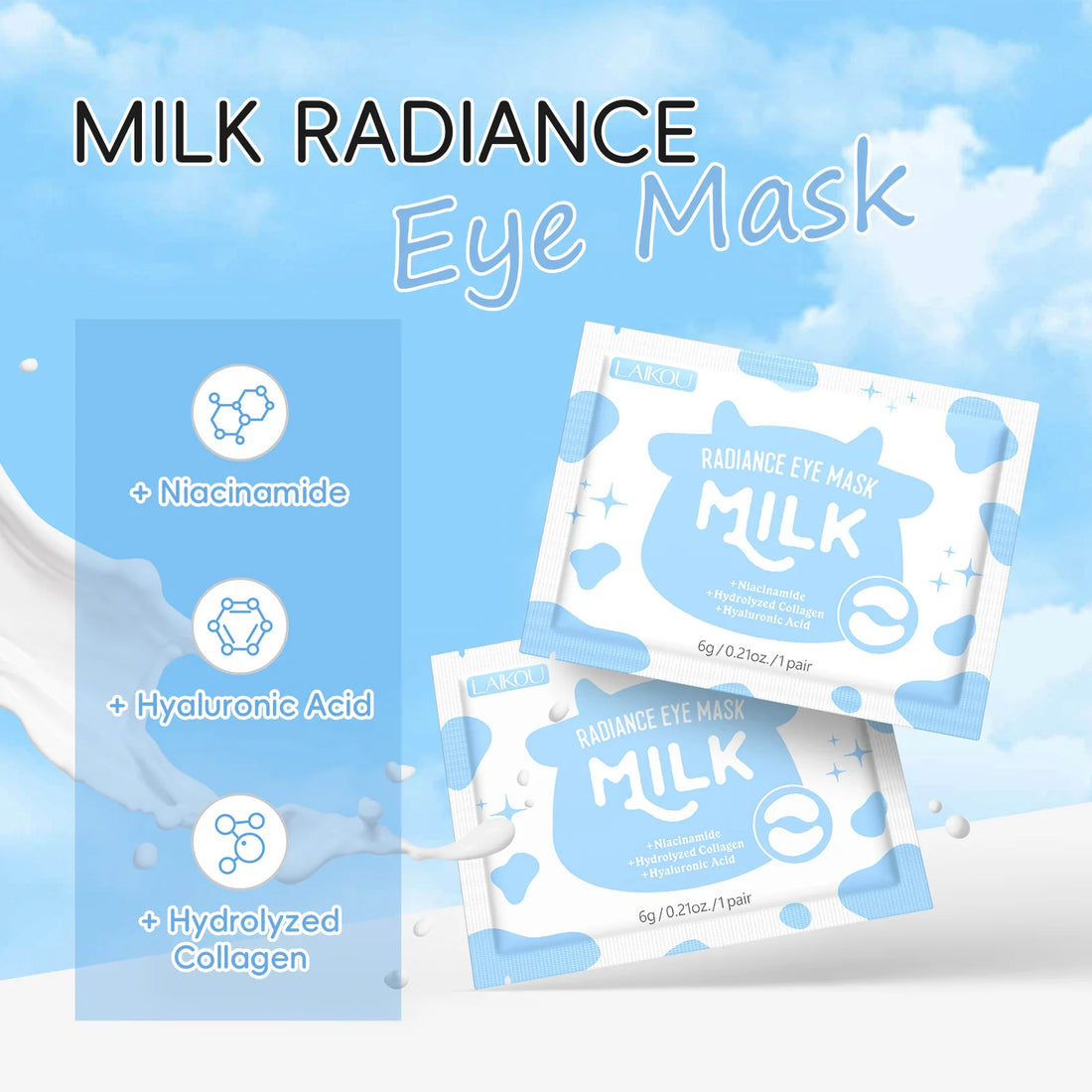 Sakura or Milk or 24K Gold Eye Mask Eye Patches Firming Moisturizing Nourishing Relieves Dark Circles Puffiness under Eyes