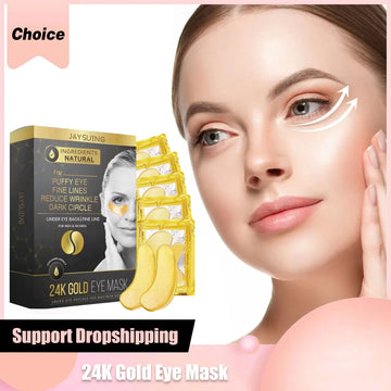 24k Gold Eye Mask Dark Circle Removal Fade Fine Line Remove Dryness Anti Puffiness Lifting Tighten Crystal Collagen Gel Eye Mask
